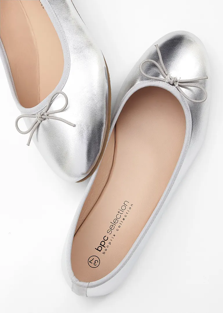 bonprix Niedliche Ballerina mit Schleife - silber - Damen Begrenztes Angebot