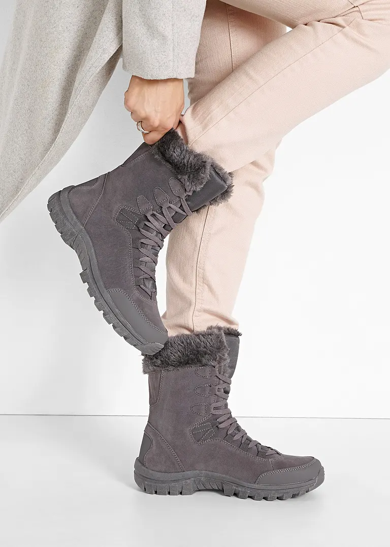 bonprix Warmer Winter Schnür Boot mit Tex-Membran - grau Muttertagsangebot