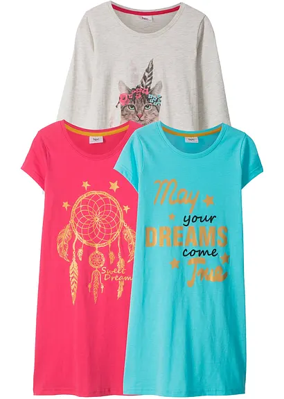 bonprix Cooles Nachthemd im 3er Pack in tollen Designs - Kinder