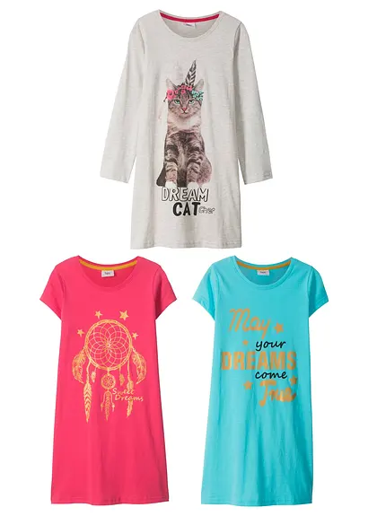 bonprix Cooles Nachthemd im 3er Pack in tollen Designs - Kinder Exklusive Angebote