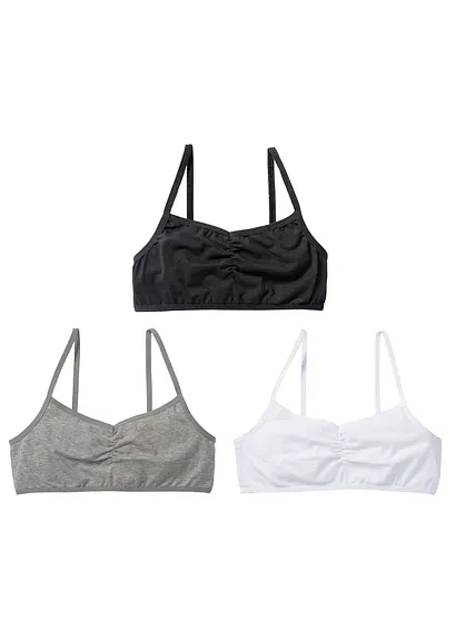 bonprix Komfortables Bustier im 3er Pack - weiß/schwarz/hellgrau meliert Neuheiten