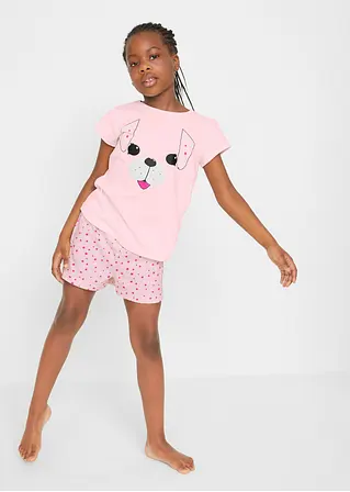 bonprix Süßer Schlafanzug mit Hunde-Print - hellrosa/fuchsia Super Sparpreis
