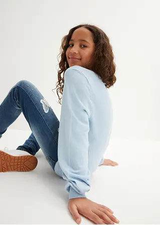 bonprix Weicher Mädchen Feinstrickpullover mit Knotendetail - blau Letzte 3 Tage