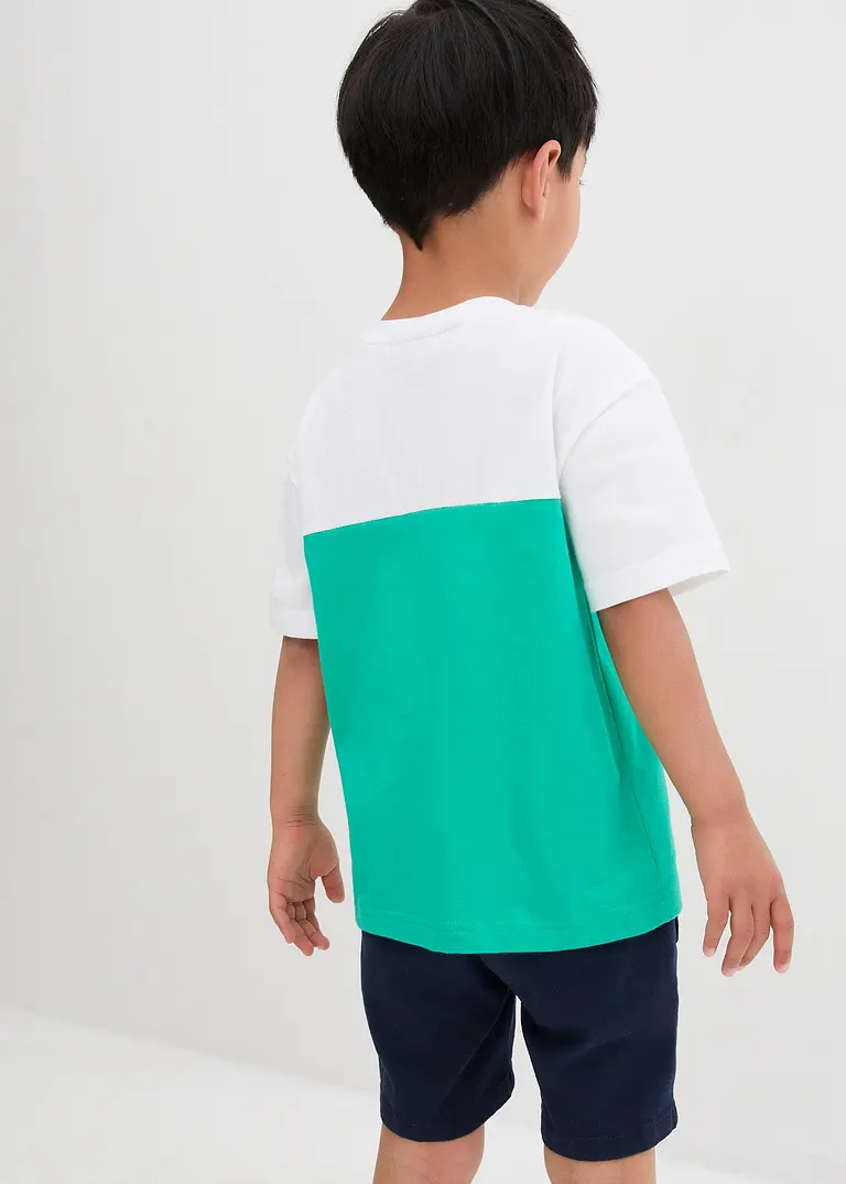 bonprix Cooles zweifarbiges T-Shirt mit Druck auf der Brust - weiß Letzte 2 Tage