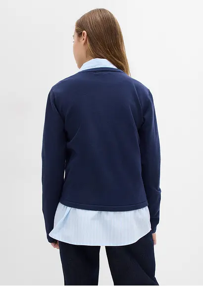 bonprix Mädchen Feinstrickjacke vielseitig kombinierbar - blau Letzter Tag