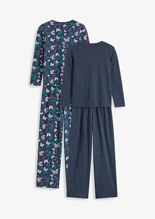 bonprix Zauberhafter Mädchen Pyjama im Doppelpack mit 2 Langarmshirt und 2 Pyjamahosen Bis zu 50% Rabatt