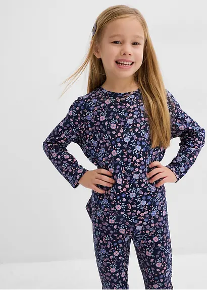 bonprix Mädchen Langarmshirt mit Blumen-Druck - blau - Kinder Bis zu 60% Rabatt