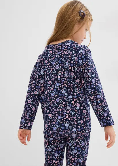 bonprix Mädchen Langarmshirt mit Blumen-Druck - blau - Kinder Bis zu 60% Rabatt