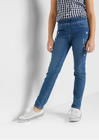 bonprix Hübsche Mädchen Jeggings mit Blumenstickerei - blau Bis zu 65% Rabatt