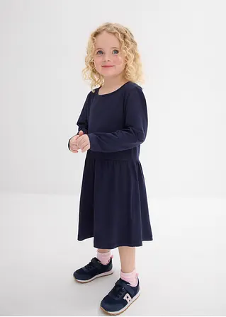 bonprix Langarm Mädchen Jerseykleid aus reiner Bio-Baumwolle - blau Bis zu 55% Rabatt