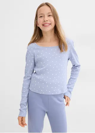 bonprix Bedrucktes Mädchen Langarmshirt aus Rippe - blau Super Rabatt