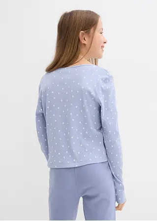 bonprix Bedrucktes Mädchen Langarmshirt aus Rippe - blau Super Rabatt