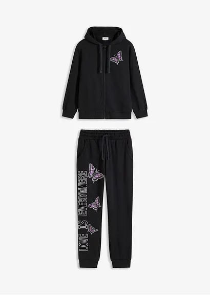 bonprix Gemütlicher Mädchen Jogginganzug (2-tlg. Set) im Homewear Design mit Bindeband Riesige Rabatte