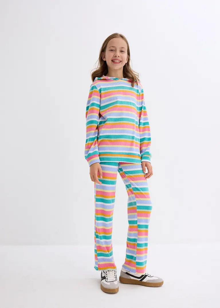bonprix Farbenfroher 2-tgl Kinderanzug mit Kaputze aus flauschiger Rippware 50% Rabatt mit kostenlosem Versand