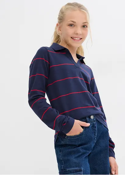 bonprix Mädchen Langarmshort aus Bio-Baumwolle - blau - Kinder Clearance-Verkauf