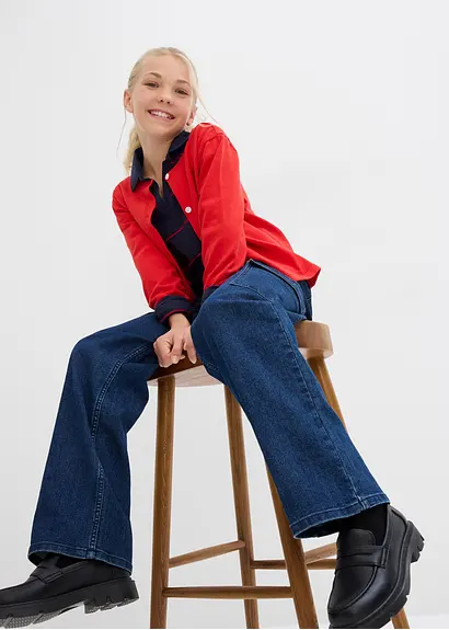 bonprix Mädchen Langarmshort aus Bio-Baumwolle - blau - Kinder Clearance-Verkauf