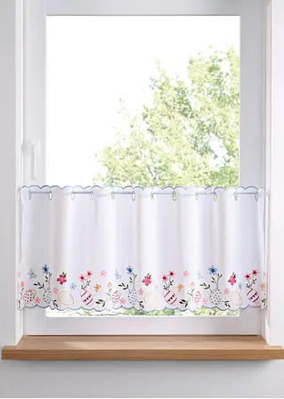 bonprix Küchengardine mit bestickten Oster Motiven - weiß Lochleiste