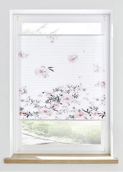 bonprix Fensterdekoration mit dezentem Blumen-Druck - weiß Klemmträger