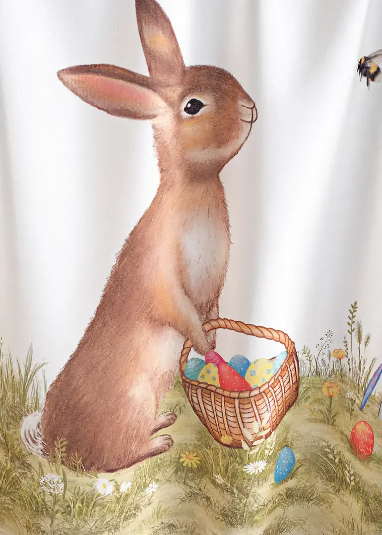 bonprix Farbenfrohe Küchengardine mit Osterhase und bunter Blumenwiese Sonderangebote