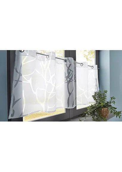 bonprix Moderne Küchengardine im Ausbrenner-Design - weiß Ösen Neueste Stile