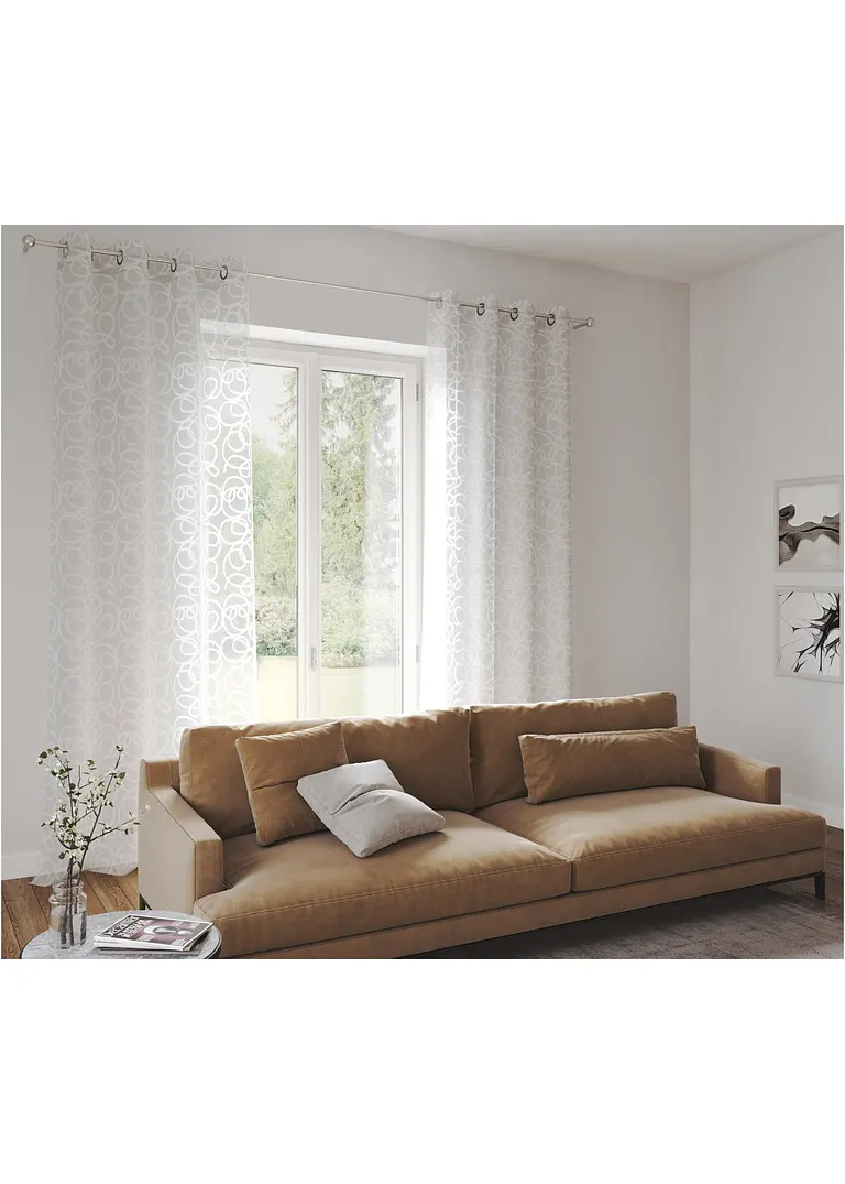 bonprix Gardinenschal im topmodernen Ton-in-Ton-Design - weiß Ösen Bis zu 65% Rabatt