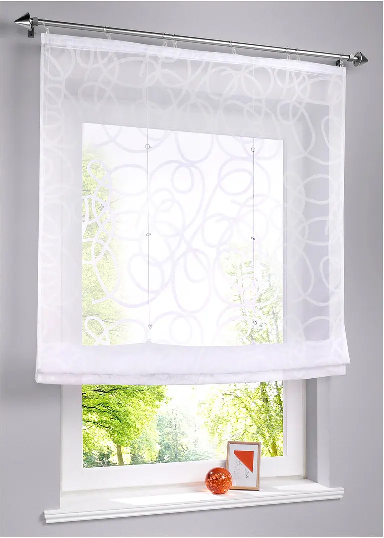 bonprix Dekroartiver Sichtschutz in zeitlosem Design - weiß Klettschiene