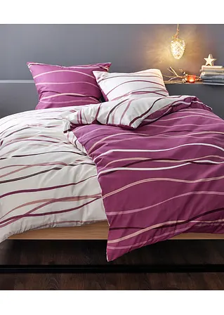 bonprix Bettwäsche mit ansprechendem Wellen-Motiv - beere Linon 50% Rabatt für begrenzte Zeit