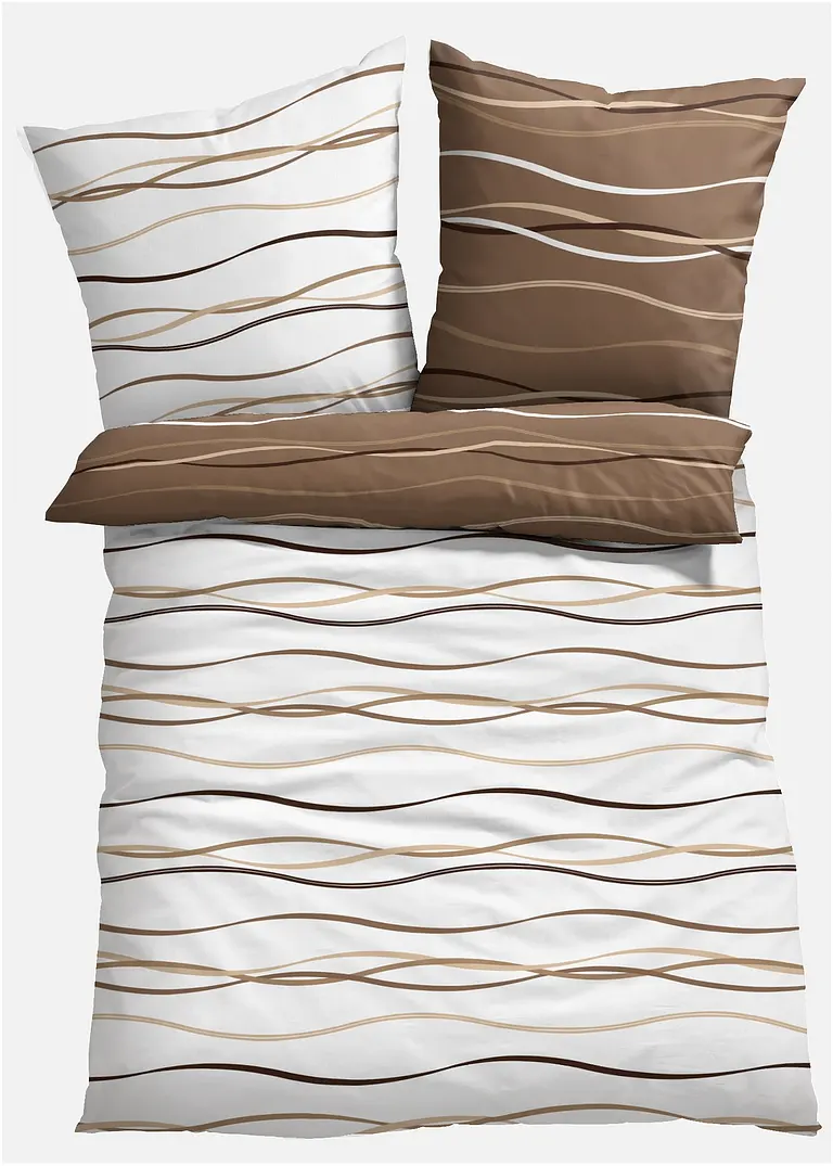 bonprix Bettwäsche mit ansprechendem Wellen-Motiv - creme Linon