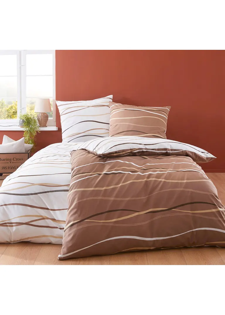 bonprix Bettwäsche mit ansprechendem Wellen-Motiv - creme Linon Rabatte dieses Monats