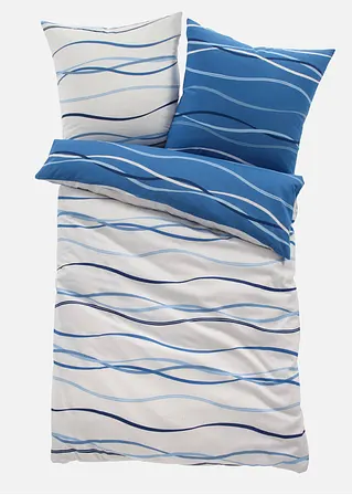 bonprix Bettwäsche mit ansprechendem Wellen-Motiv - blau Biber