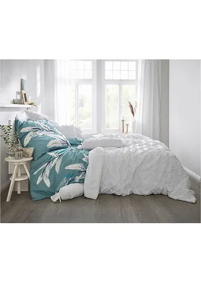 bonprix Bettwäsche mit Blättern Zweigen - blau Linon im Angebot