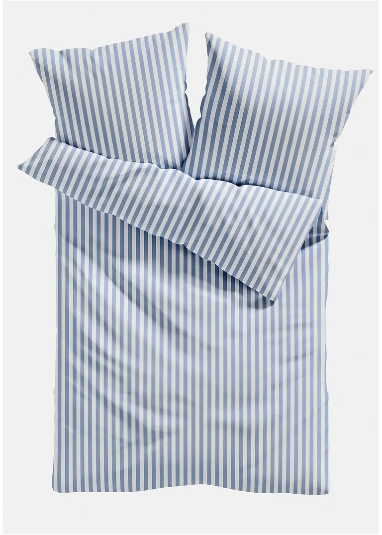 bonprix Bettwäsche mit elegantem Streifen Design - blau/weiß Renforcee Schlussverkauf