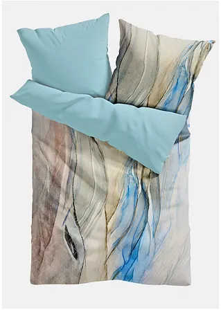 bonprix Wendebettwäsche mit Marmoroptik - creme/blau Linon Preisnachlass